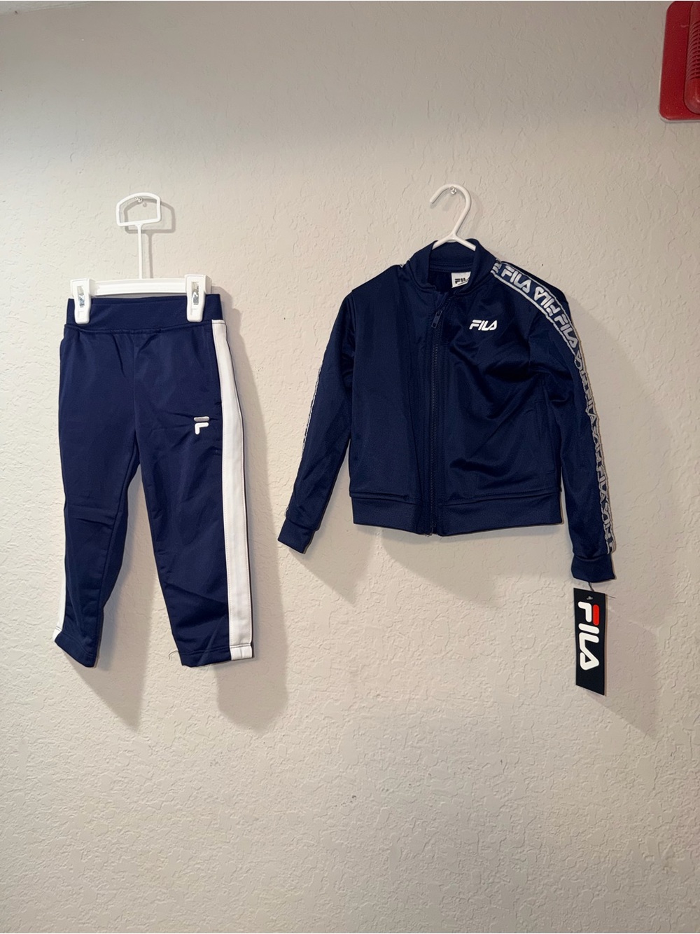 NWT Fila Toddler 2PC Full Zip Tracksuit Set Navy Blue Logo Tape 2T